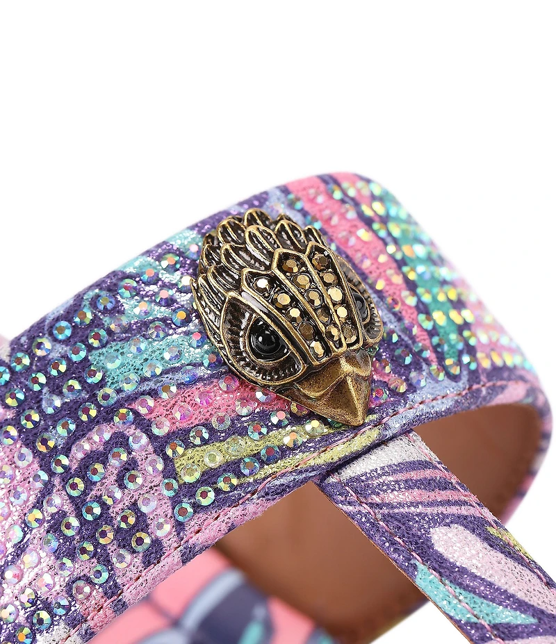 Kurt Geiger London Kensington Butterfly Crystal Embellished Logo T-Bar Sandals