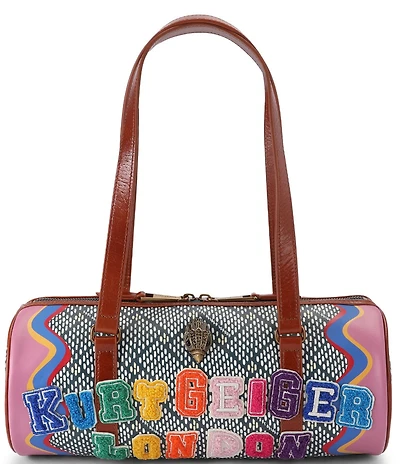 Kurt Geiger London Kensington Canvas Patches Barrel Shoulder Bag