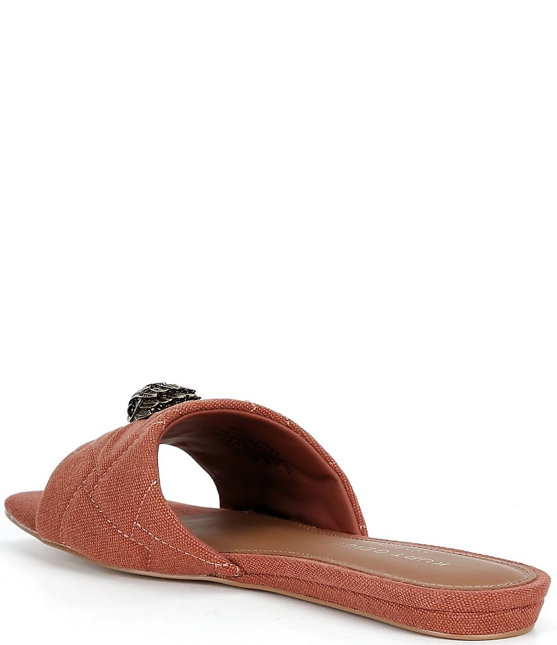Kurt Geiger London Kensington Canvas Quilted Logo Ornament Slide Sandals