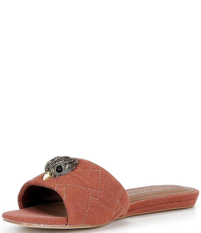 Kurt Geiger London Kensington Canvas Quilted Logo Ornament Slide Sandals