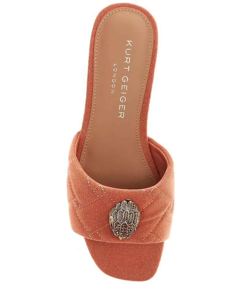 Kurt Geiger London Kensington Canvas Quilted Logo Ornament Slide Sandals