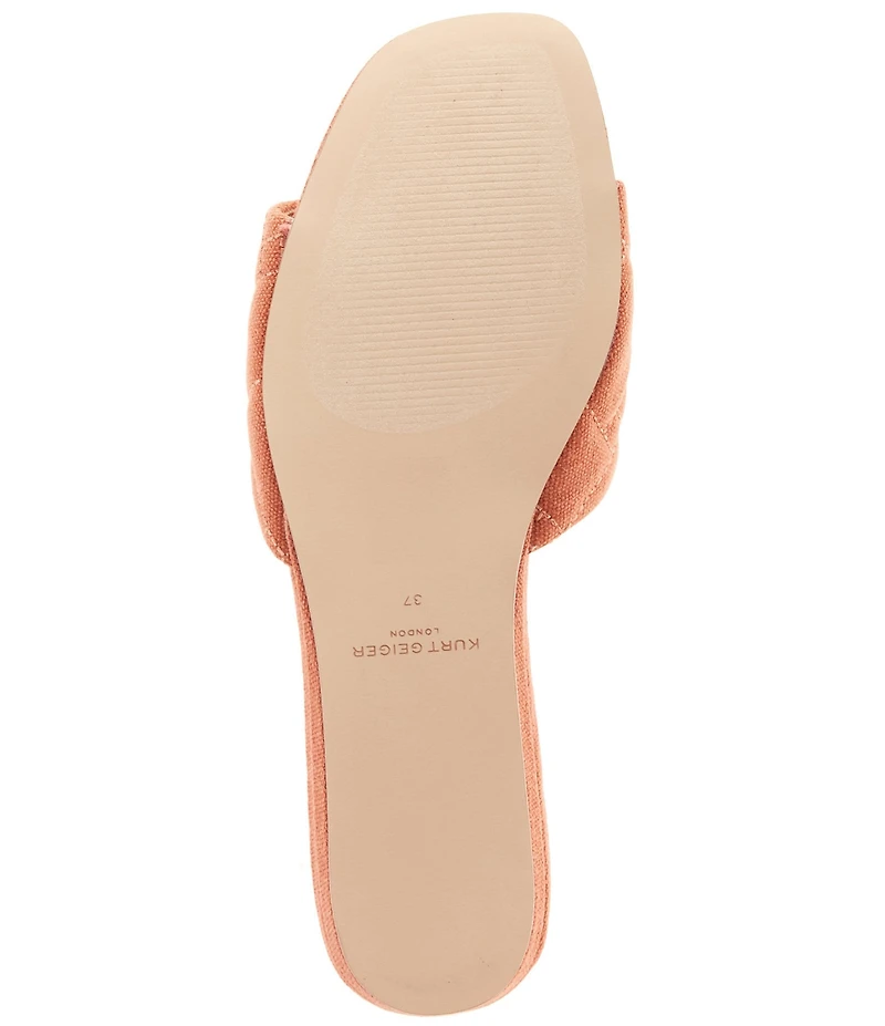 Kurt Geiger London Kensington Canvas Quilted Logo Ornament Slide Sandals