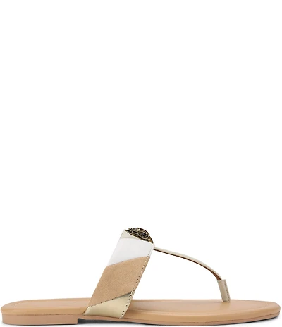 Kurt Geiger London Kensington Colorblock Logo T-Bar Sandals