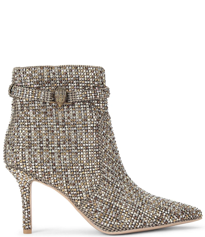Kurt Geiger London Kensington Crystal Embellished Houndstooth Print Logo Ornament Ankle Boots