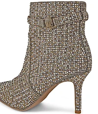 Kurt Geiger London Kensington Crystal Embellished Houndstooth Print Logo Ornament Ankle Boots
