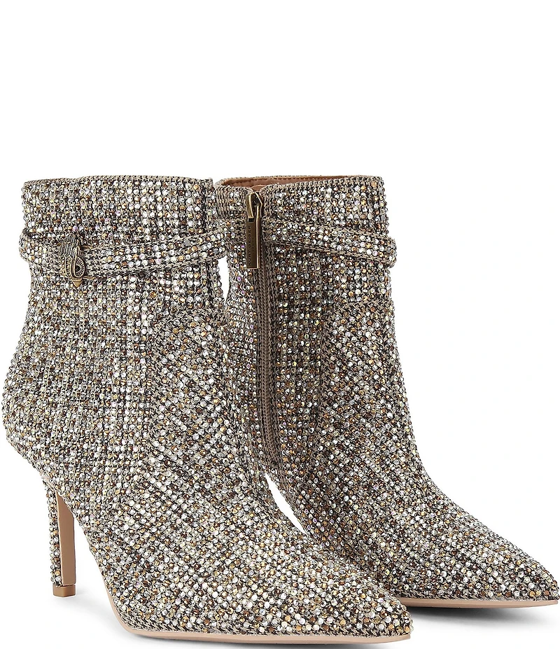 Kurt Geiger London Kensington Crystal Embellished Houndstooth Print Logo Ornament Ankle Boots