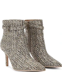 Kurt Geiger London Kensington Crystal Embellished Houndstooth Print Logo Ornament Ankle Boots