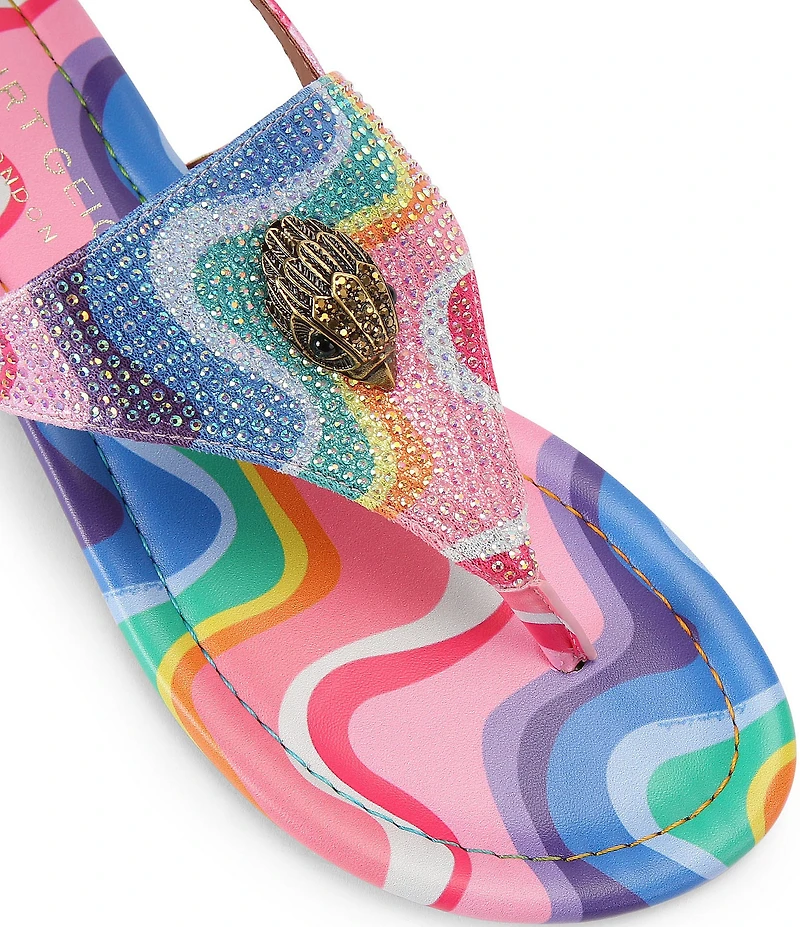 Kurt Geiger London Kensington Crystal Embellished Logo Ornament Slingback Sandals