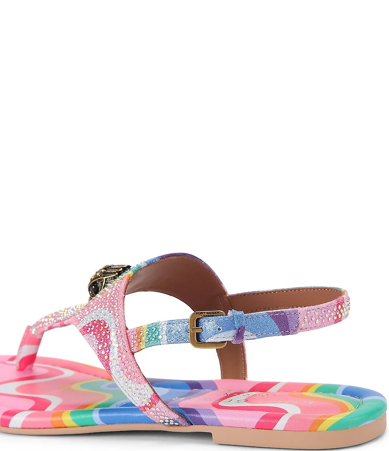 Kurt Geiger London Kensington Crystal Embellished Logo Ornament Slingback Sandals