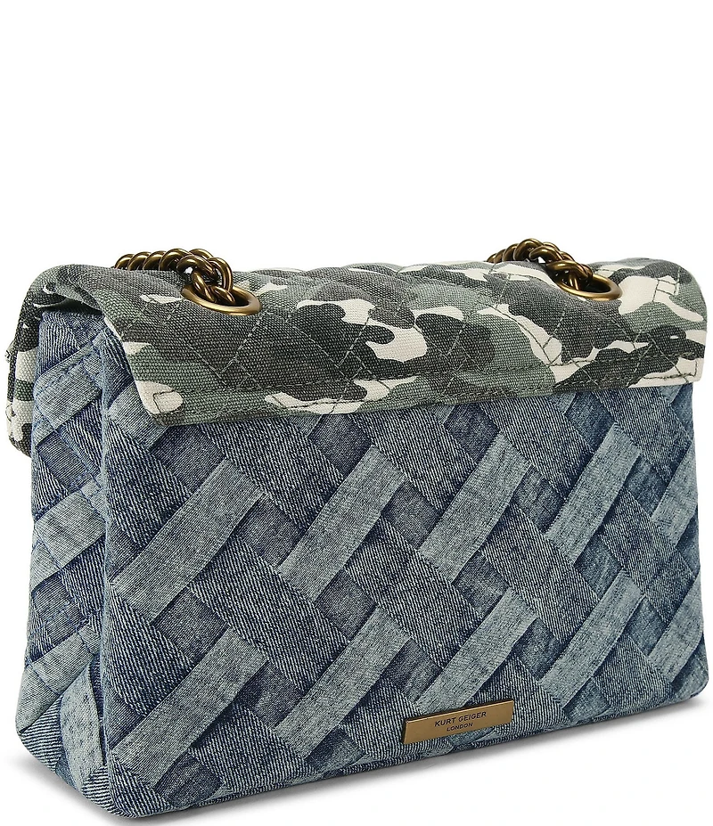 Kurt Geiger London Kensington Crystals Denim Camo Shoulder Bag