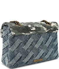 Kurt Geiger London Kensington Crystals Denim Camo Shoulder Bag