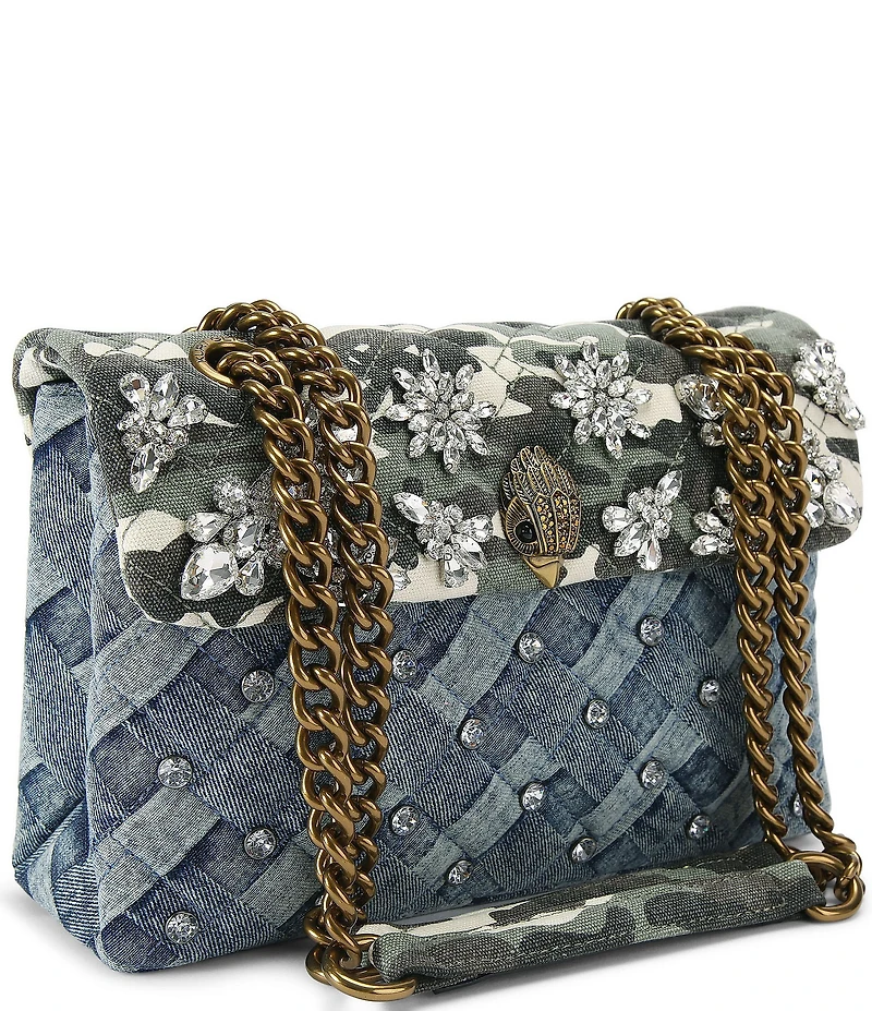 Kurt Geiger London Kensington Crystals Denim Camo Shoulder Bag
