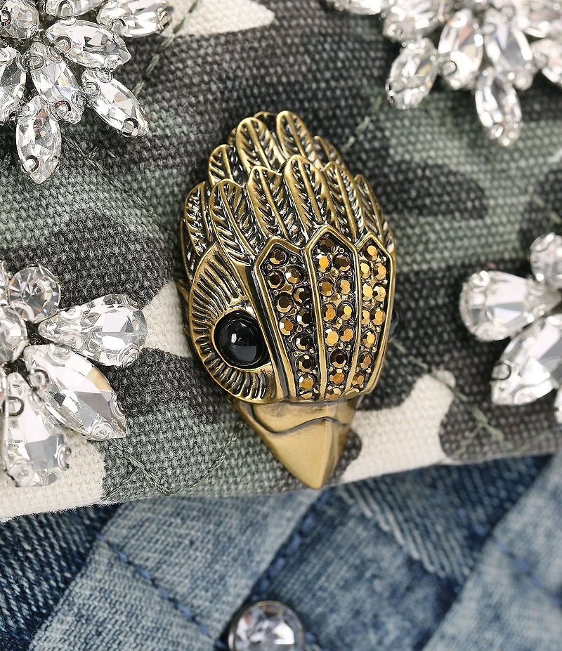 Kurt Geiger London Kensington Crystals Denim Camo Shoulder Bag