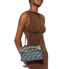 Kurt Geiger London Kensington Crystals Denim Camo Shoulder Bag