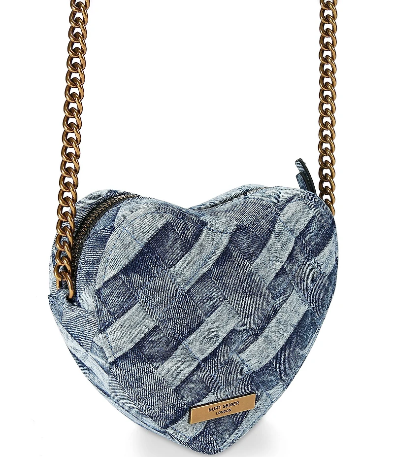 Kurt Geiger London Kensington Denim Heart Crossbody Bag