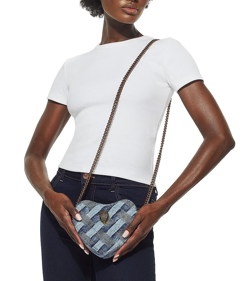Kurt Geiger London Kensington Denim Heart Crossbody Bag