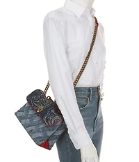 Kurt Geiger London Kensington Large Denim Quilted Crossbody Bag