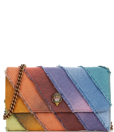 Kurt Geiger London Kensington Rainbow Denim Wallet On Chain Crossbody Bag