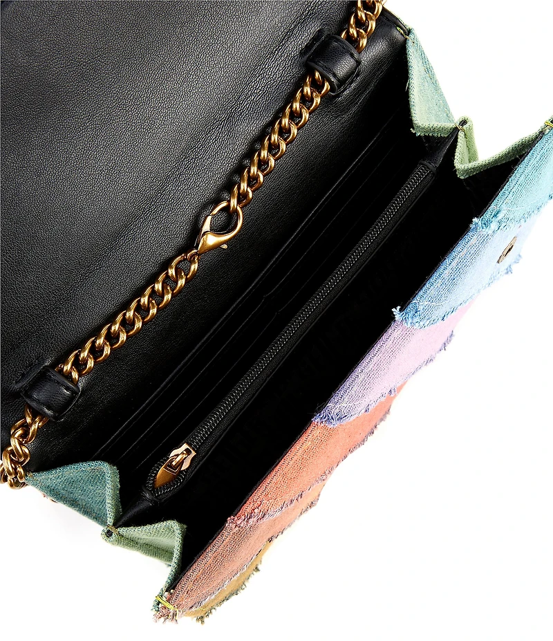 Kurt Geiger London Kensington Rainbow Denim Wallet On Chain Crossbody Bag