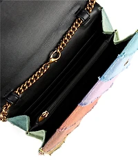 Kurt Geiger London Kensington Rainbow Denim Wallet On Chain Crossbody Bag