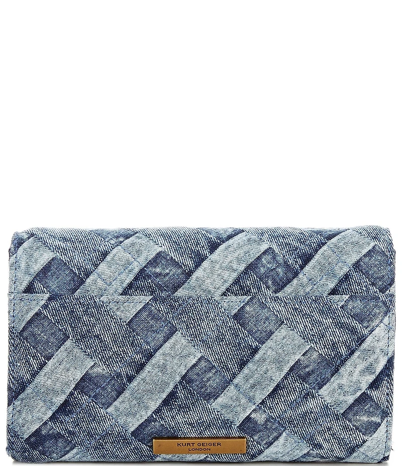 Kurt Geiger London Kensington Denim Wallet On Chain Crossbody Bag