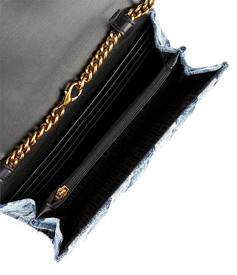 Kurt Geiger London Kensington Denim Wallet On Chain Crossbody Bag