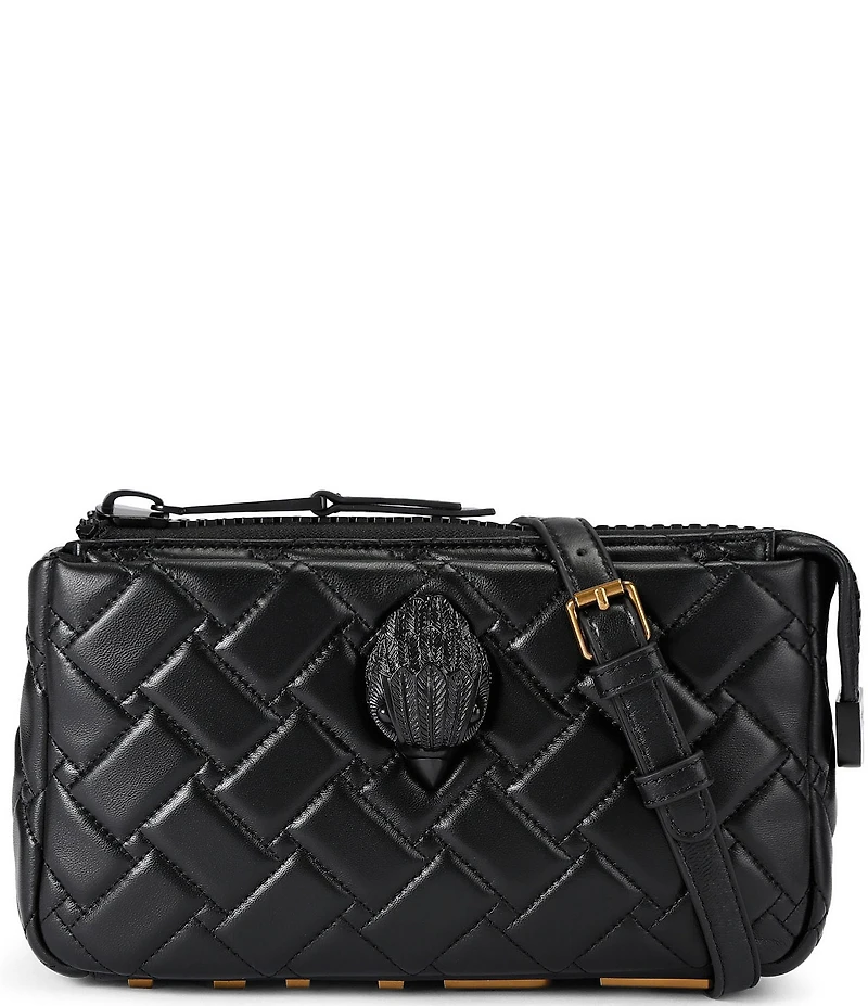 Kurt Geiger London Kensington Drench Black Quilted Leather Crossbody Bag