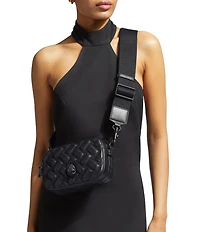 Kurt Geiger London Kensington Drench Black Quilted Leather Small Camera Crossbody Bag