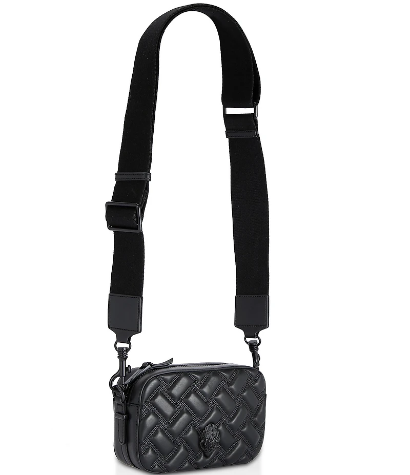 Kurt Geiger London Kensington Drench Black Quilted Leather Small Camera Crossbody Bag