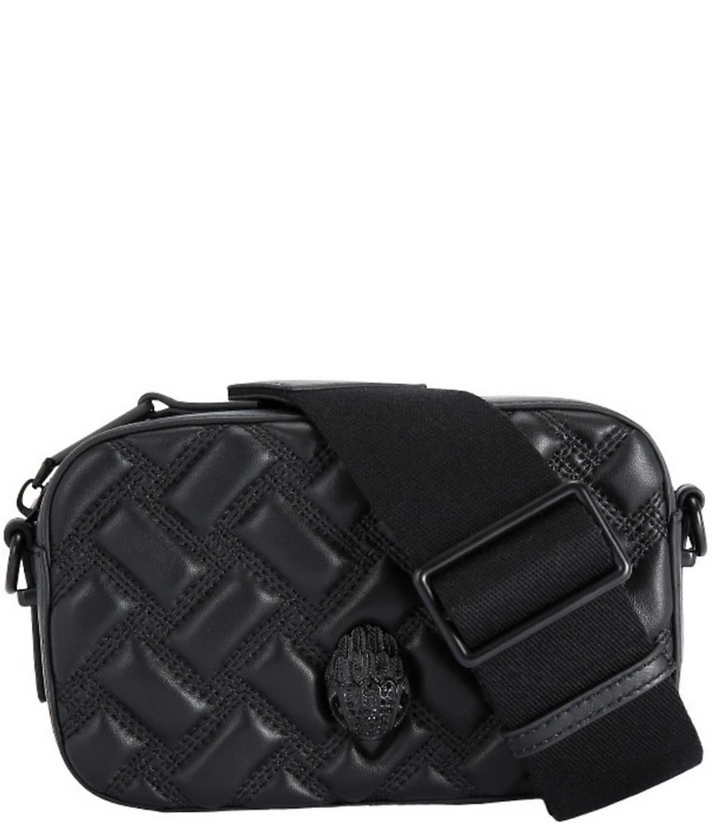 Kurt Geiger London Kensington Drench Black Quilted Leather Small Camera Crossbody Bag