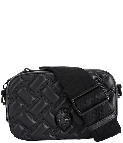 Kurt Geiger London Kensington Drench Black Quilted Leather Small Camera Crossbody Bag