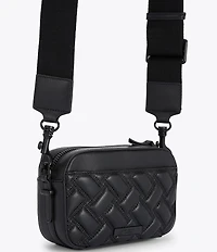 Kurt Geiger London Kensington Drench Black Quilted Leather Small Camera Crossbody Bag