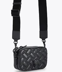 Kurt Geiger London Kensington Drench Black Quilted Leather Small Camera Crossbody Bag