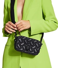 Kurt Geiger London Kensington Drench Black Quilted Leather Small Camera Crossbody Bag