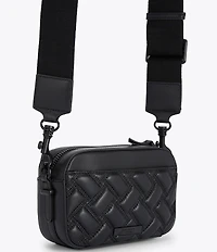 Kurt Geiger London Kensington Drench Black Quilted Leather Small Camera Crossbody Bag