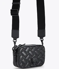 Kurt Geiger London Kensington Drench Black Quilted Leather Small Camera Crossbody Bag