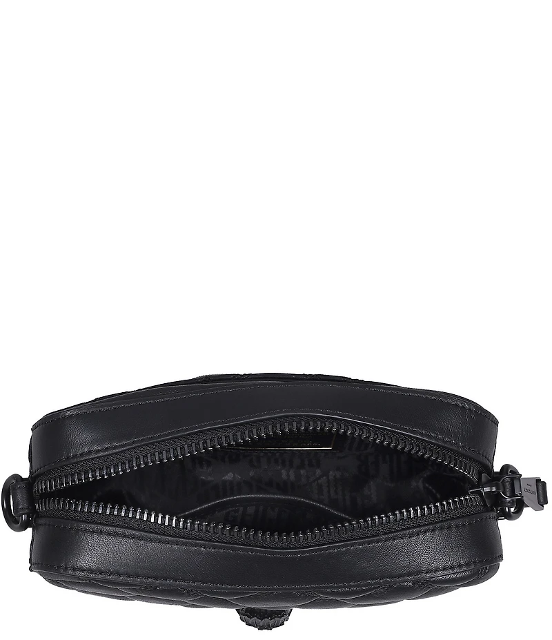 Kurt Geiger London Kensington Drench Black Quilted Leather Small Camera Crossbody Bag