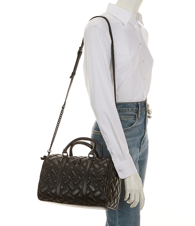 Kurt Geiger London Kensington Drench Quilted Boston Black Satchel Bag