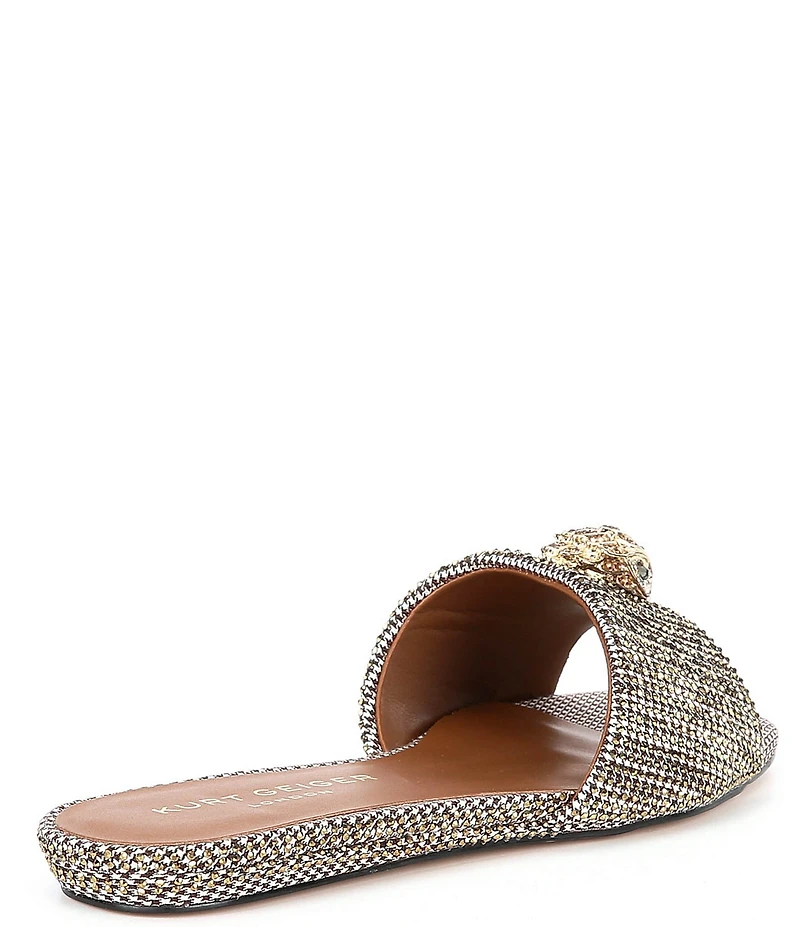 Kurt Geiger London Kensington Crystal Embellished Houndstooth Logo Ornament Slide Sandals