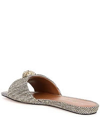 Kurt Geiger London Kensington Crystal Embellished Houndstooth Logo Ornament Slide Sandals