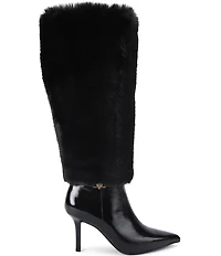 Kurt Geiger London Kensington Faux Fur and Patent Leather Knee High Stiletto Boots