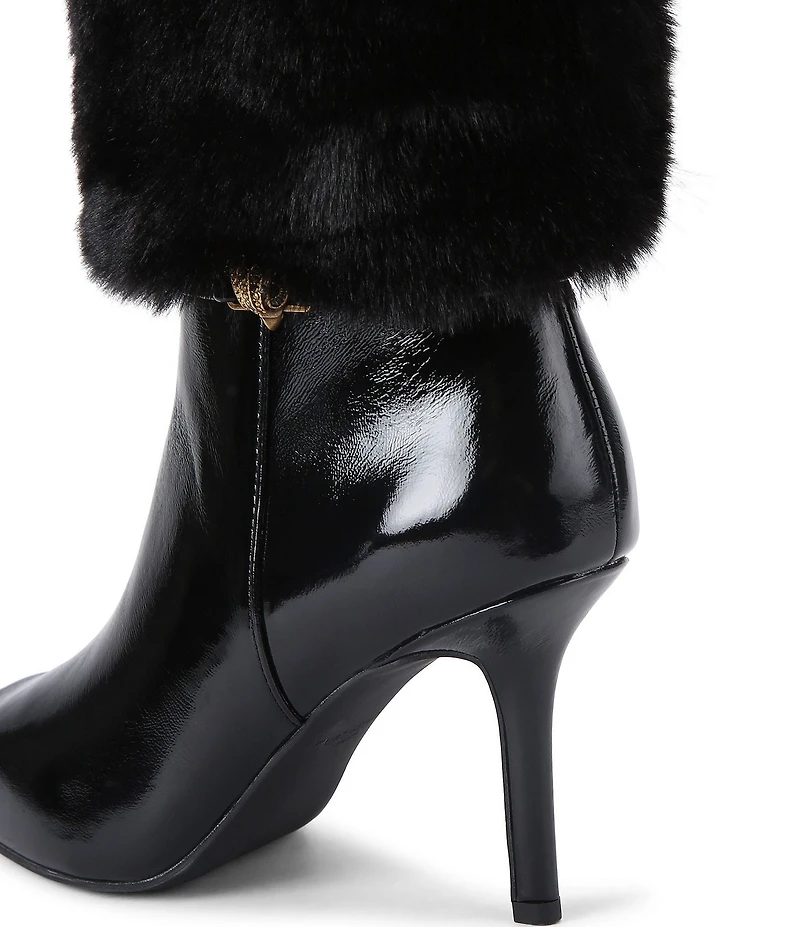 Kurt Geiger London Kensington Faux Fur and Patent Leather Knee High Stiletto Boots