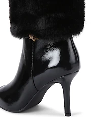 Kurt Geiger London Kensington Faux Fur and Patent Leather Knee High Stiletto Boots