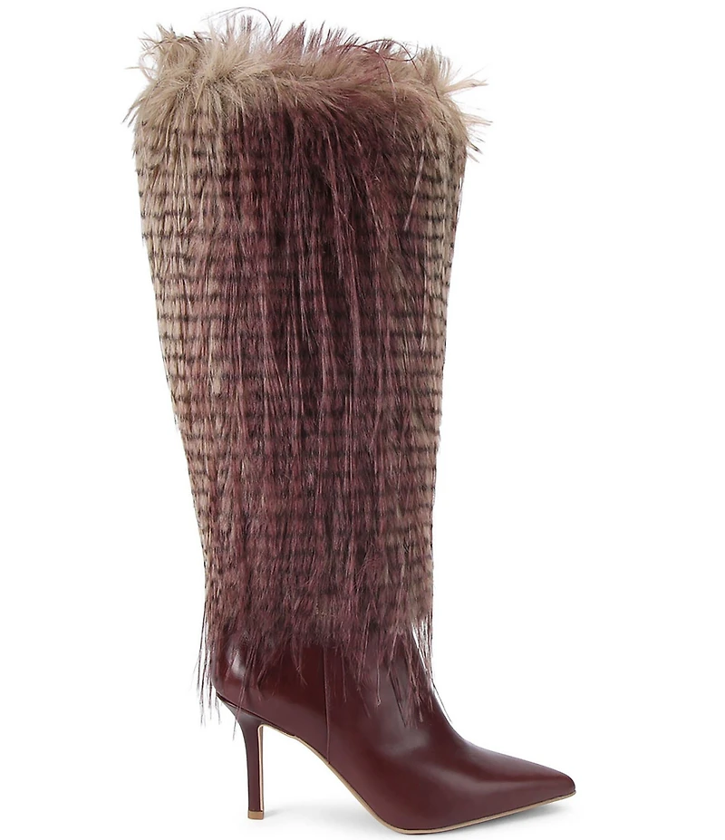 Kurt Geiger London Kensington Faux Feather Leather Tall Dress Boots