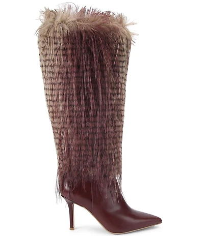 Kurt Geiger London Kensington Faux Feather Leather Tall Dress Boots