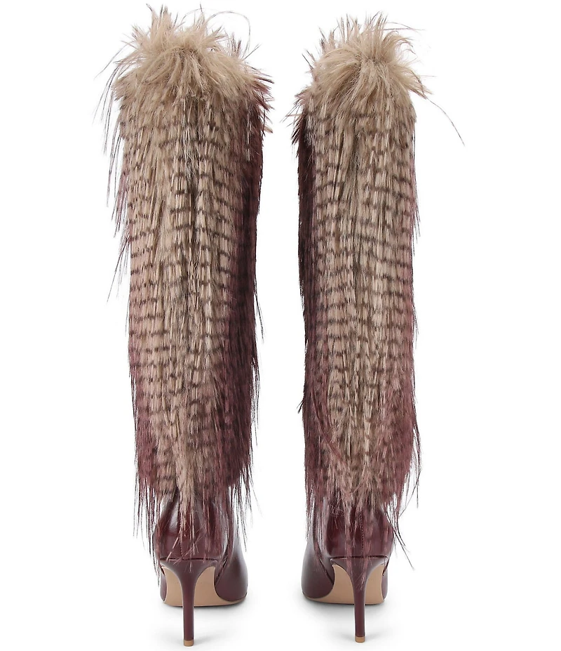 Kurt Geiger London Kensington Faux Feather Leather Tall Dress Boots
