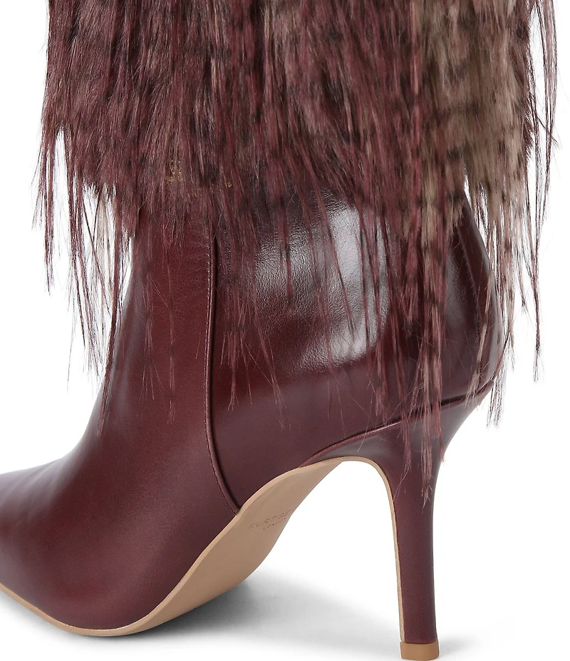 Kurt Geiger London Kensington Faux Feather Leather Tall Dress Boots