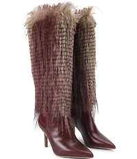 Kurt Geiger London Kensington Faux Feather Leather Tall Dress Boots