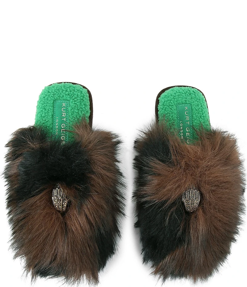 Kurt Geiger London Kensington Faux Fur Logo Ornament Slippers
