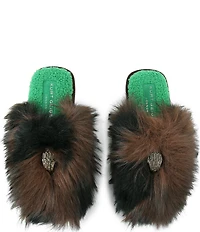 Kurt Geiger London Kensington Faux Fur Logo Ornament Slippers